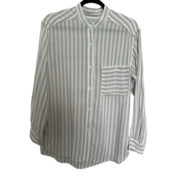 Rails Striped Button Down One Pocket Shirt Beige & White Size M - Picture 1 of 6